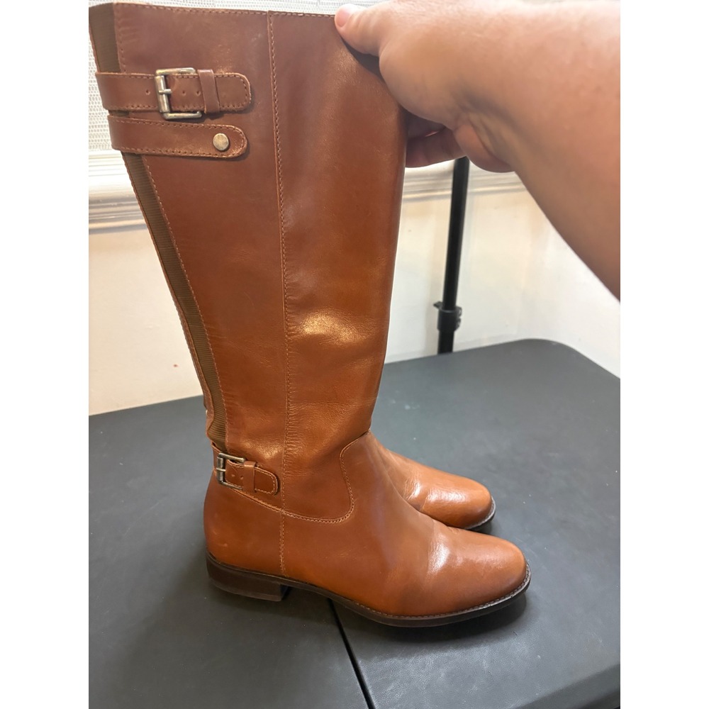 Matisse Cognac Brown Leather Knee-High Heeled Boots